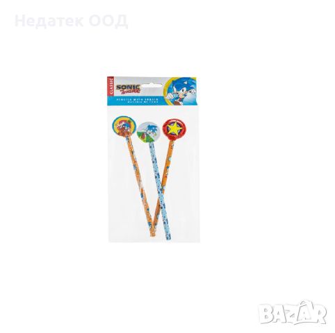 Кръгли моливи с гуми в Sonic дизайн, снимка 1 - Ученически пособия, канцеларски материали - 45094383