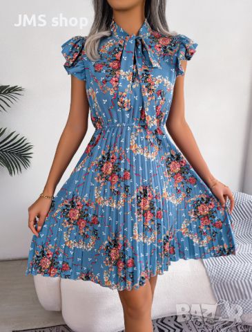 Ваканционна дамска елегантна рокля с кръгло деколте, без ръкави, 3цвята , снимка 3 - Рокли - 45368708