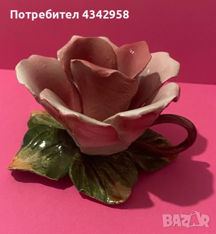 Запазено.Винтидж.Порцеланова роза. Италия.1970-1990г., снимка 1