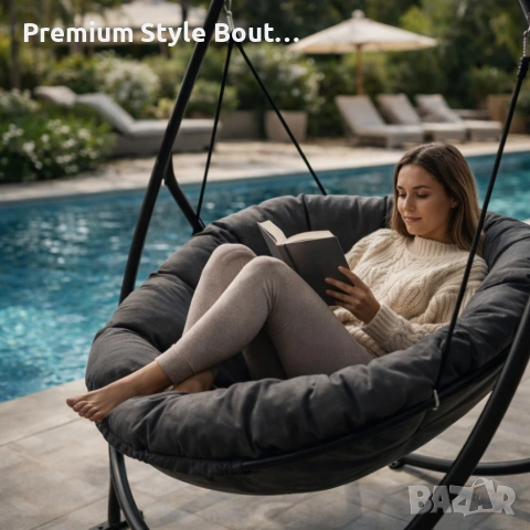 Висящ стол PATIO с тъмносива възглавница и сива рамка - стилен акцент за всеки дом и градина, снимка 5 - Градински мебели, декорация  - 53835904