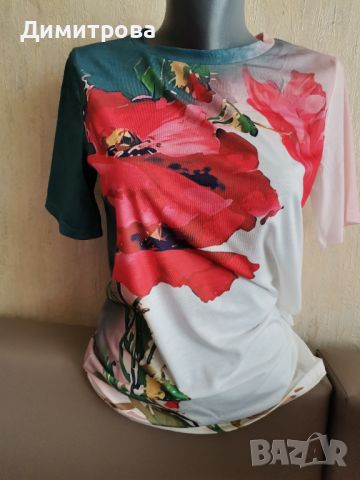 Прекрасна блуза с рисувани макове, снимка 3 - Тениски - 46408121