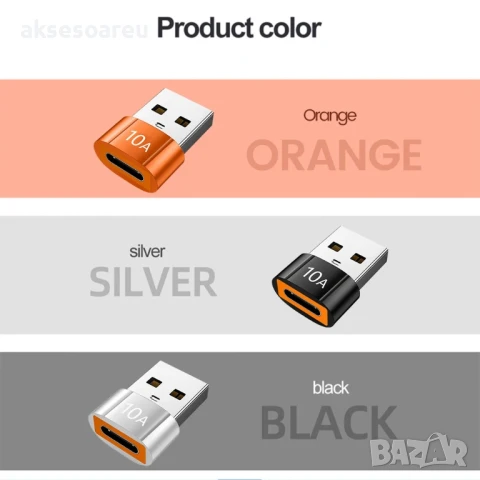 Мини висококачествен преходник 10 A от USB Type C към USB 3.0 A адаптер конвертор Конектор Macbook , снимка 18 - Кабели и адаптери - 50523068