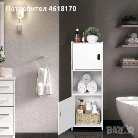 Шкаф с 2 врати и 3 чекмеджета подходящ за баня, хол, спалня или балкон с водоустойчива повърхност