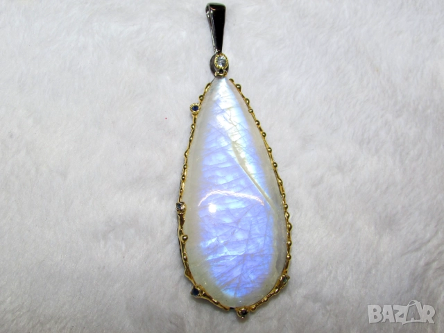 925 сребърно колие с лунен камък 90 карата, подходящо за подарък, снимка 2 - Колиета, медальони, синджири - 51701795