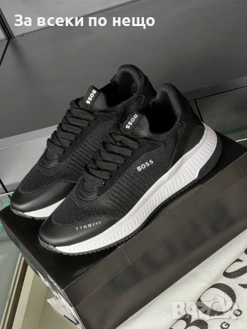 Hugo Boss Мъжки Черни Маратонки👟Мъжки Спортни Обувки В Черен Цвят Хуго Бос Код E1324, снимка 4 - Маратонки - 54148440