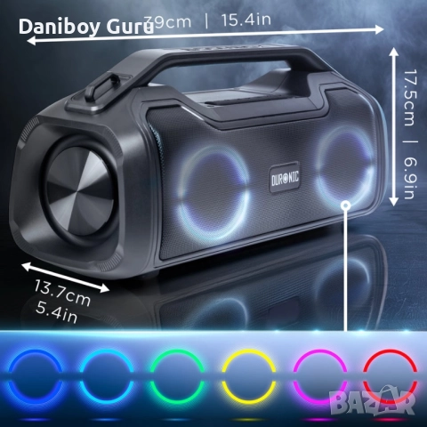 Duronic Boombox BX48, Bluetooth тонколона, IPX5  RGB, снимка 3 - Bluetooth тонколони - 51644907