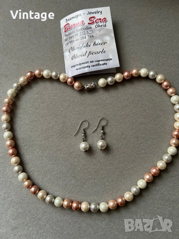Комплект с истински Охридски бисери , снимка 5 - Бижутерийни комплекти - 53367125