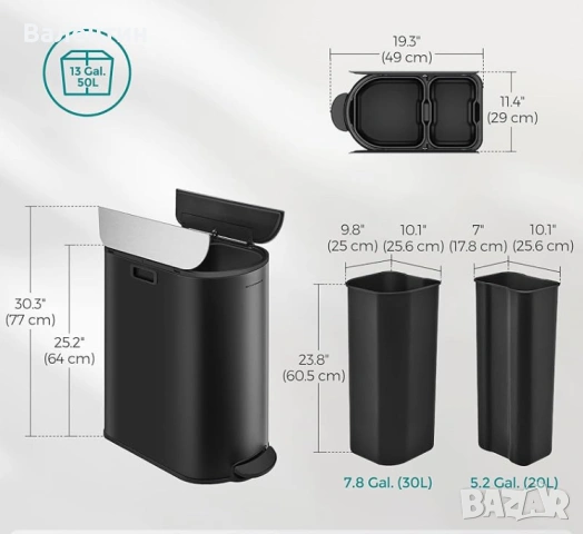 Двоен кухненски кош за смет, снимка 3 - Други - 53186288