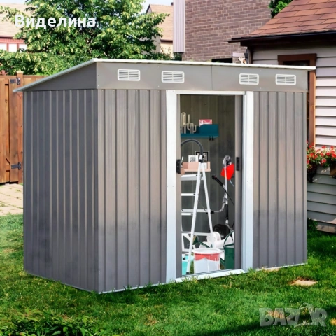 Метална градинска къща за инструменти с вентилация и заключване, снимка 7 - Други - 53160710