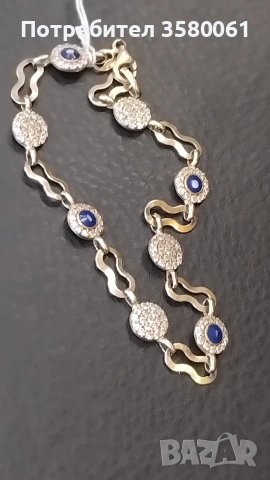 Златна гривна с камъни, снимка 3 - Гривни - 53390653