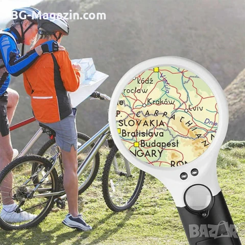 Увеличителна ръчна лупа с дръжка LED осветление лампа бижутерска за четене на книга евтина деца, снимка 6 - Други инструменти - 50919634