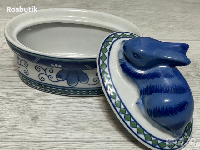 Старинна порцеланова кутия със зайче , снимка 5 - Антикварни и старинни предмети - 53328876