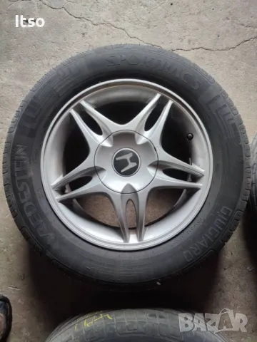 4 алуминиеви джанти 15" 4Х114.3  от Хонда Акорд 6та ген+ 195/65/15 на 5 мм, снимка 2 - Гуми и джанти - 49743702