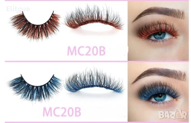 Флуористентни цветни изкуствени мигли, различни цветове  , снимка 9 - Козметика за лице - 52906369