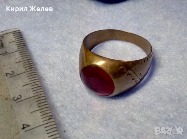 СТАРИНЕН КЛАСИЧЕСКИ КАТАЛИНЕН МЕДЕН ПРЪСТЕН СТИЛНО РЪЧНО ОРНАМЕНТИРАН РЯДКО РЕТРО БИЖУ 41174, снимка 7 - Антикварни и старинни предмети - 50528655