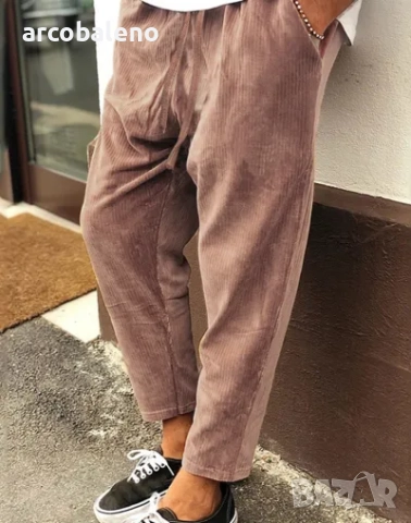 Мъжки кадифени широки ежедневни прави изрязани панталони, 4цвята , снимка 5 - Панталони - 45659359