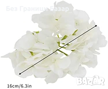 Нови 5 броя изкуствени хортензии цветя бели дълго стъбло декорация дом, снимка 9 - Декорация за дома - 53985867