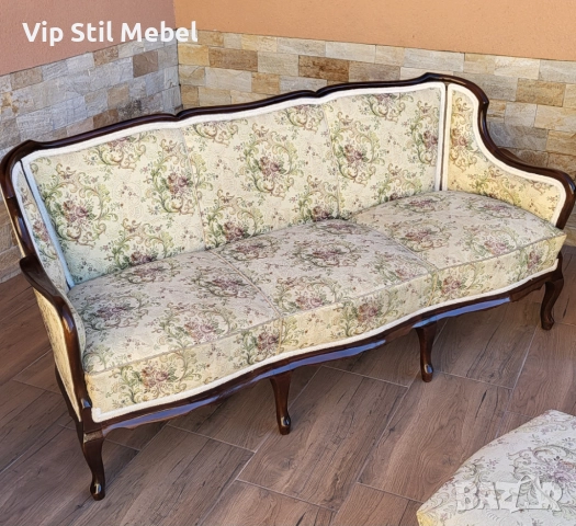 Френска холна гарнитура с гобленова дамаска , снимка 7 - Дивани и мека мебел - 52790049