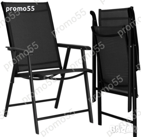 Градински стол метален, сгъваем, максимално тегло 150кг, черен, снимка 5 - Градински мебели, декорация  - 51570476