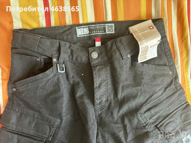 Нов работен дънков карго панталон Engelbert Strauss, снимка 6 - Панталони - 53174857