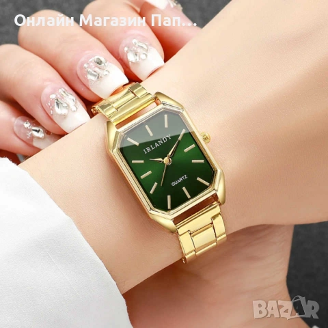Дамски кварцов часовник IRLANDY – правоъгълен корпус, стоманена верижка, сребрист или златист, снимка 14 - Дамски - 52349028