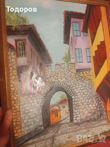 картина рисувана стария град Пловдив 