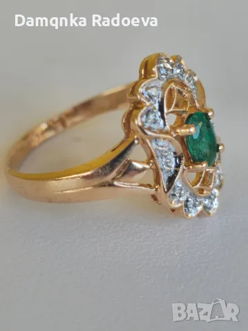 Руски златен пръстен с Брилианти 14 карата , снимка 16 - Пръстени - 49816167