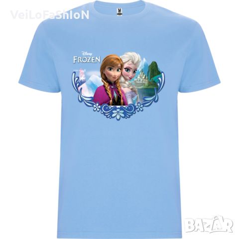Нова детска тениска с Елза и Ана - Замръзналото Кралство (FROZEN) в светлосин цвят, снимка 1 - Детски тениски и потници - 45525529