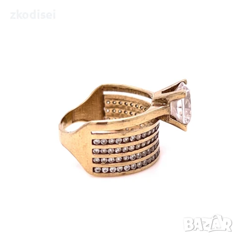 Златен дамски пръстен 3,14гр. 14кр. проба:585 размер:50 модел:33092-1, снимка 3 - Пръстени - 51040362