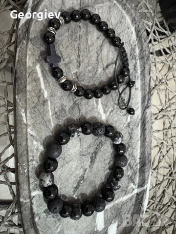 Мъжки гривни /стилни черни гривни (лава / оникс стил), снимка 3 - Гривни - 54012139