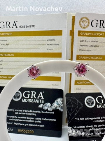 Сребърни обеци с мойсанит (Диамант) 1 карат, снимка 4 - Обеци - 52943942