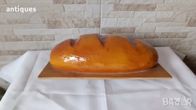 Стар макет на хляб - дърво и гипс, снимка 5 - Антикварни и старинни предмети - 50092847