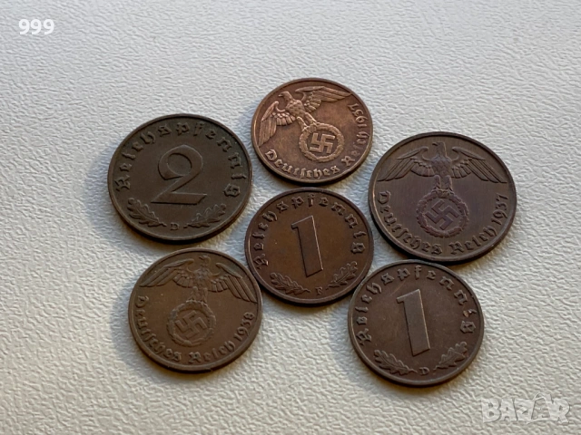 1 и 2 пфенига (райхспфенига) 1937, 1938 Германия - Трети Райх