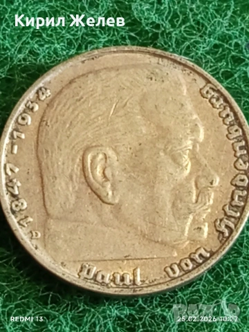 Сребърна монета 2 райхсмарки 1939г. Германия Трети Райх с Свастика за КОЛЕКЦИЯ 52615, снимка 7 - Нумизматика и бонистика - 53615031