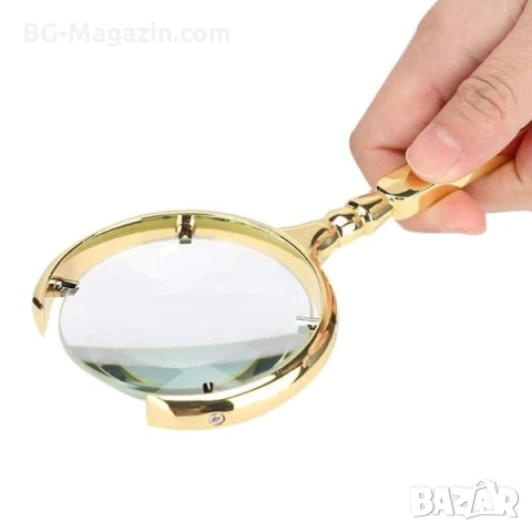 Луксозна мощна увеличителна ръчна лупа 8X увеличение с дръжка за четене книги стъклена професионална, снимка 7 - Други инструменти - 50920302