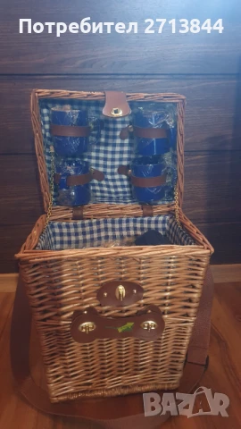 Плетена винтидж кошница за пикник, снимка 10 - Антикварни и старинни предмети - 51005174
