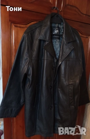 Ново Мъжко Зимно Яке с Яка Изцяло от Естествена Кожа L