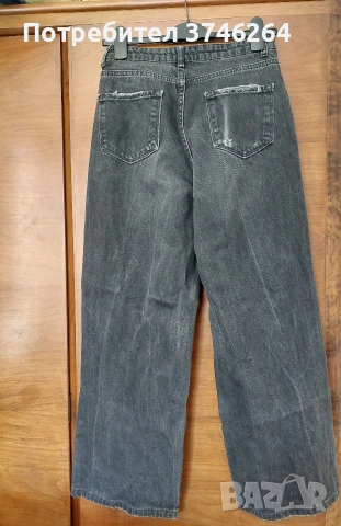 Черни / сиви широки дънки trendyol, снимка 3 - Дънки - 53645433