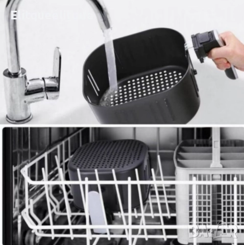 Фритюрник AirFryer Voltz, 1500W, 5л., Горещ въздух, Таймер, до 200°C, Черен, 2 ГОДИНИ ГАРАНЦИЯ, снимка 4 - Фритюрници - 52188055