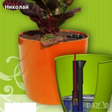 Саксия с поливна система Ø18×H16 см, снимка 3 - Саксии и кашпи - 53513415