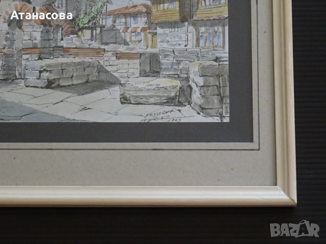 ЦВЕТКО ДИМИТРОВ картина "Несебър" акварел 1995 г #3, снимка 5 - Картини - 53893027