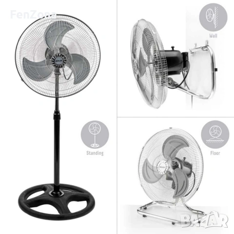 Вентилатор на стойка 18''Muhler FM-8138D 3в1, 70W, индустриален, на стойка, стена, под, снимка 3 - Вентилатори - 54066050