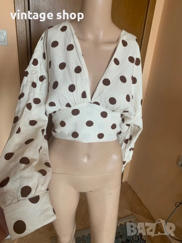 Дамска блуза Zara с десен точки, размер М/L