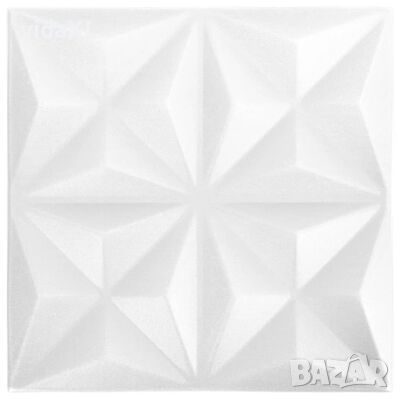 vidaXL 3D стенни панели, 48 бр, 50x50 см, оригами бяло, 12 м²（SKU:150914, снимка 1 - Други стоки за дома - 46116718