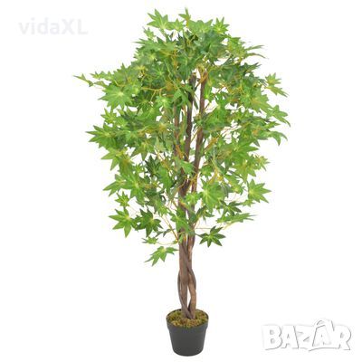 vidaXL Изкуствено растение кленово дърво със саксия, зелено, 120 см（SKU:280196, снимка 1 - Стайни растения - 45912533