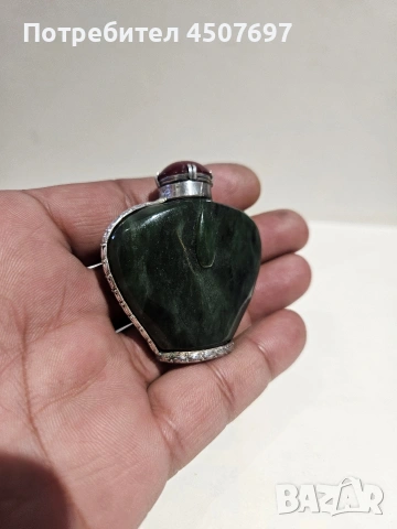 Антична китайска бутилка за емфие със зелен нефрит от династията Цин., снимка 10 - Антикварни и старинни предмети - 53946128