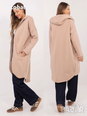 Дамски дълъг преходен суичър с качулка и цип Tina, 5цвята , снимка 7 - Суичъри - 52930895