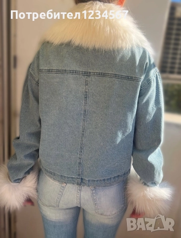 Ново дънково яке с косъм- реални снимки С рр, снимка 4 - Якета - 51782468