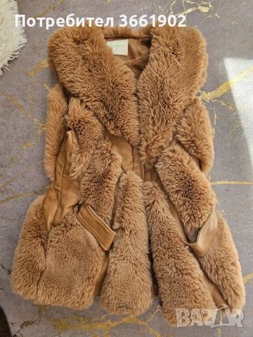 Пухено елече с цип, снимка 2 - Елеци - 54029285