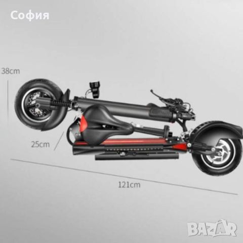 Супер бързият електрически  сгъваем скутер в черно с червено, снимка 4 - Други стоки за дома - 46548160